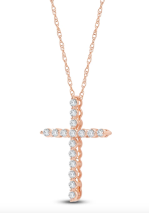 1/2 Carat Lab-Created Diamond Cross Necklace in 14K Rose Gold – 18" Chain